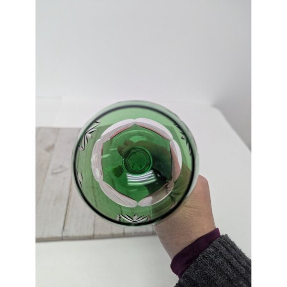 Emerald Crystal Marsala Hock Wine Glass Goblets Cut To Clear Poland 8" - Picture 6 of 9